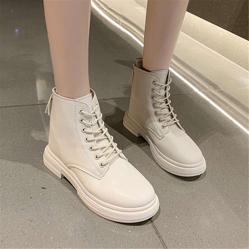 

Double Zip Combat Boots, Beige
