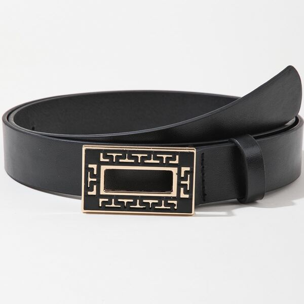 

Geometric Buckle Belt, Black