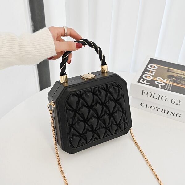 

Minimalist Textured Box Bag, Black