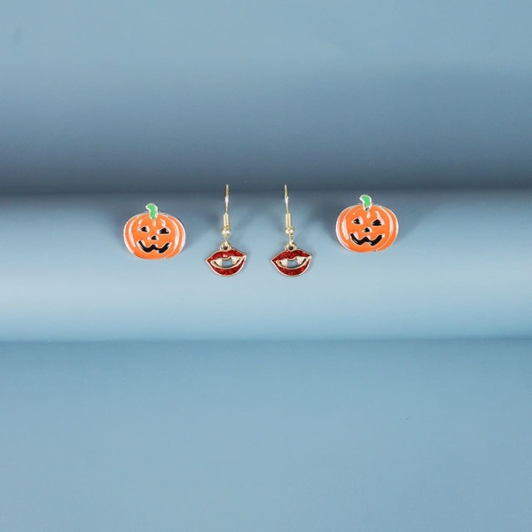

2pairs Halloween Pumpkin Decor Earrings, Multicolor