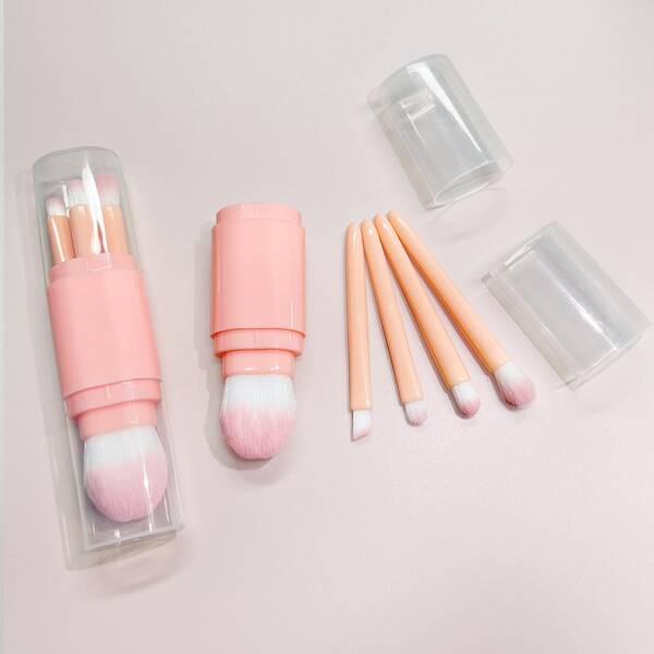 

5pcs Multifunction Makeup Brush With Storage Box, Baby pink