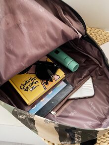 1 Pc Classics Ba lô dành cho nam Túi đựng đồ đi học Ba lô thông thường Daypacks Ba lô du lịch Dung tích lớn di động có khóa kéo cho túi đi lại hàng ngày để đi du lịch, đi làm, đi nghỉ Mua sắm Quà tặng ngoài trời cho bạn bè Nylon màu trơn In camo Thời trang thường ngày cho sinh viên cho nam Phụ kiện du lịch - Nhiều màu - Xem 6