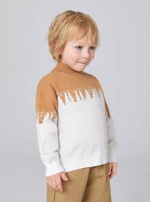 SHEIN 小男童雙色落肩袖套頭毛衣 - 彩色 - 查看 3