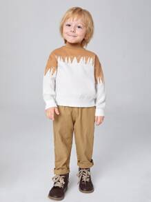 SHEIN 小男童雙色落肩袖套頭毛衣 - 彩色 - 查看 4