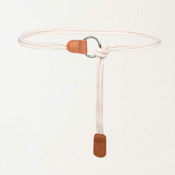 

Ring Detail Rope Belt, Beige