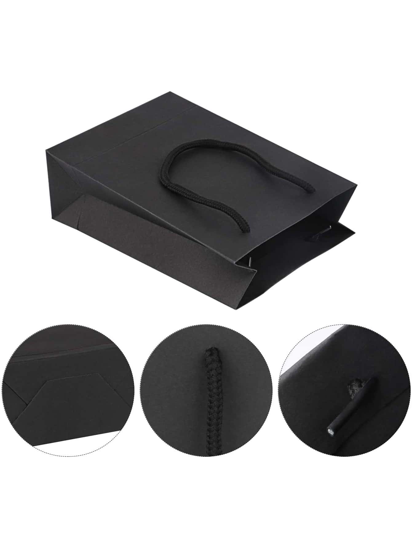 5pcs Landscape Kraft Paper Gift Bags, Gift Wrapping Bags, Carrier Bags, Shopping Bags, Christmas - Black - View 3