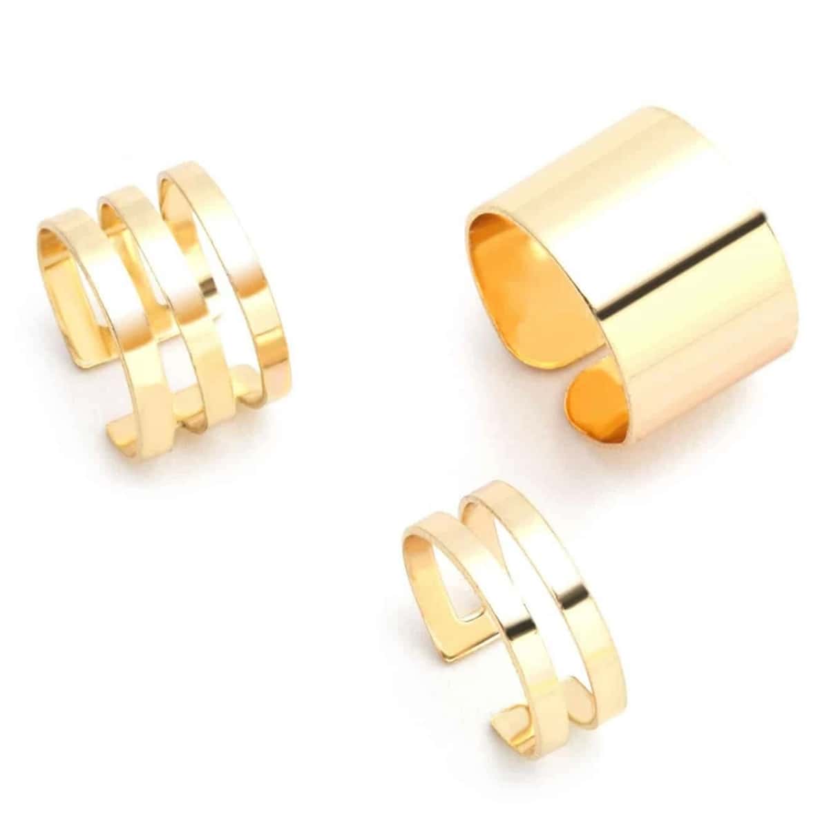 

3pcs Hollow Out Cuff Ring, Gold
