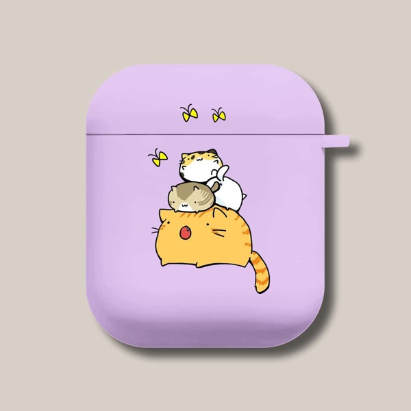 

Чехол с рисунком кошки для AirPods, Пурпурный