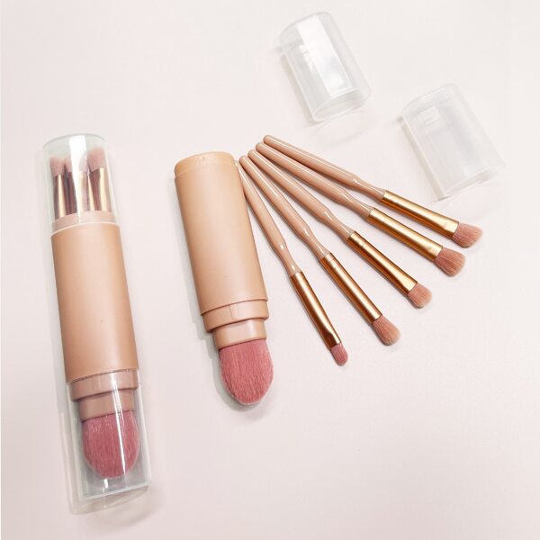 

6pcs Multifunction Makeup Brush With Storage Box, Dusty pink