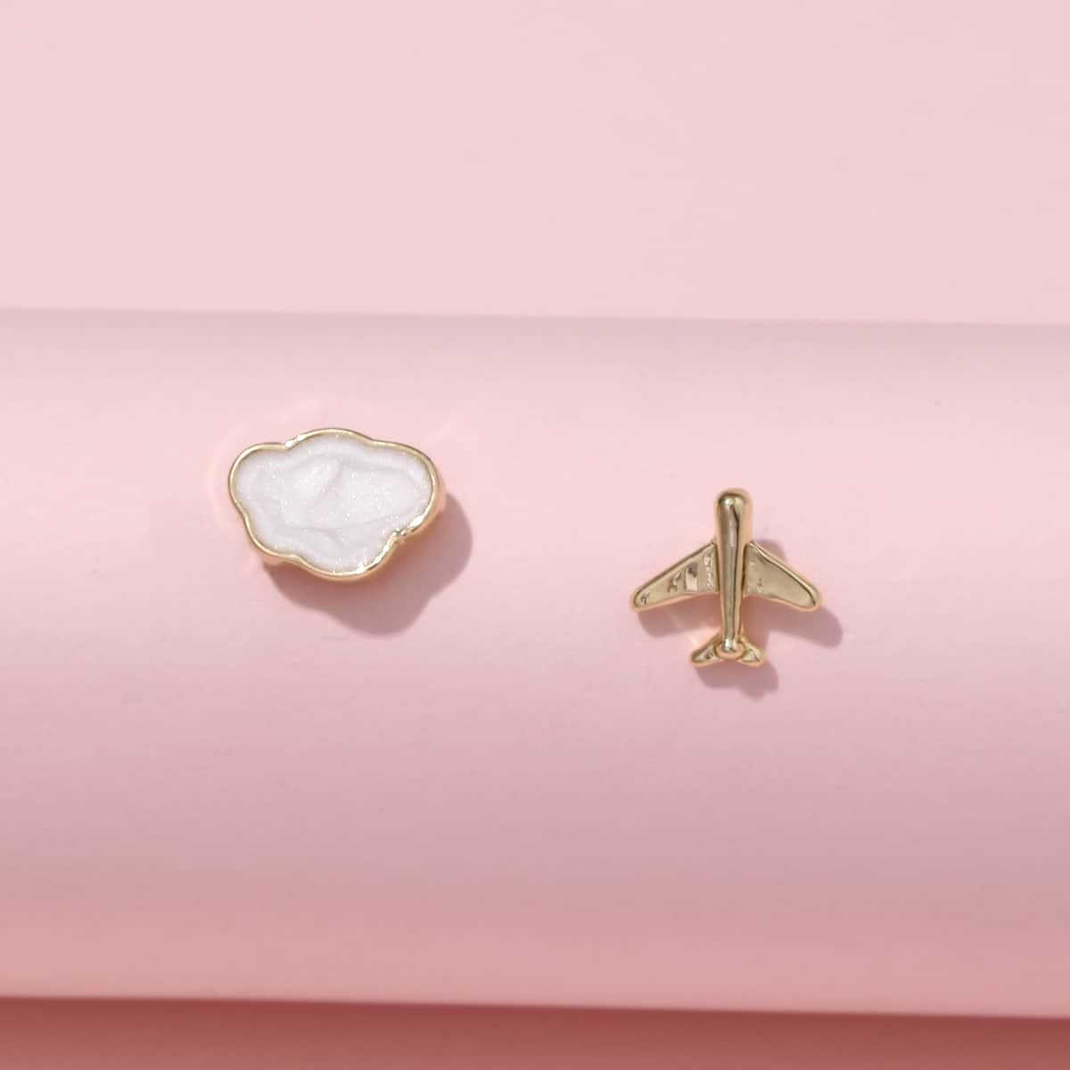 

Airplane & Cloud Stud Earrings, White