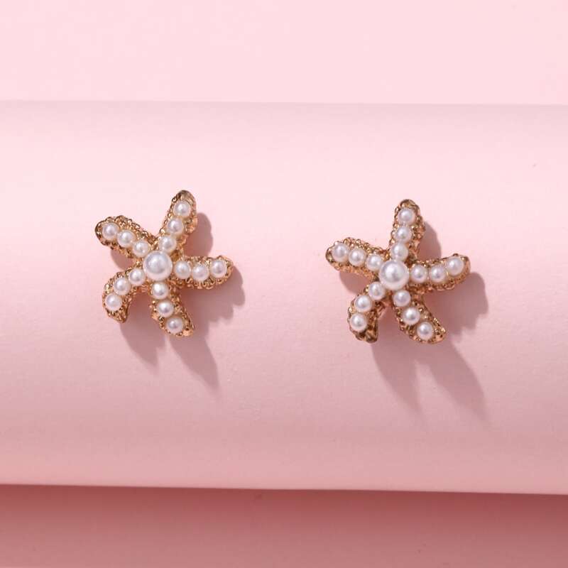 

Faux Pearl Decor Stud Earrings, White