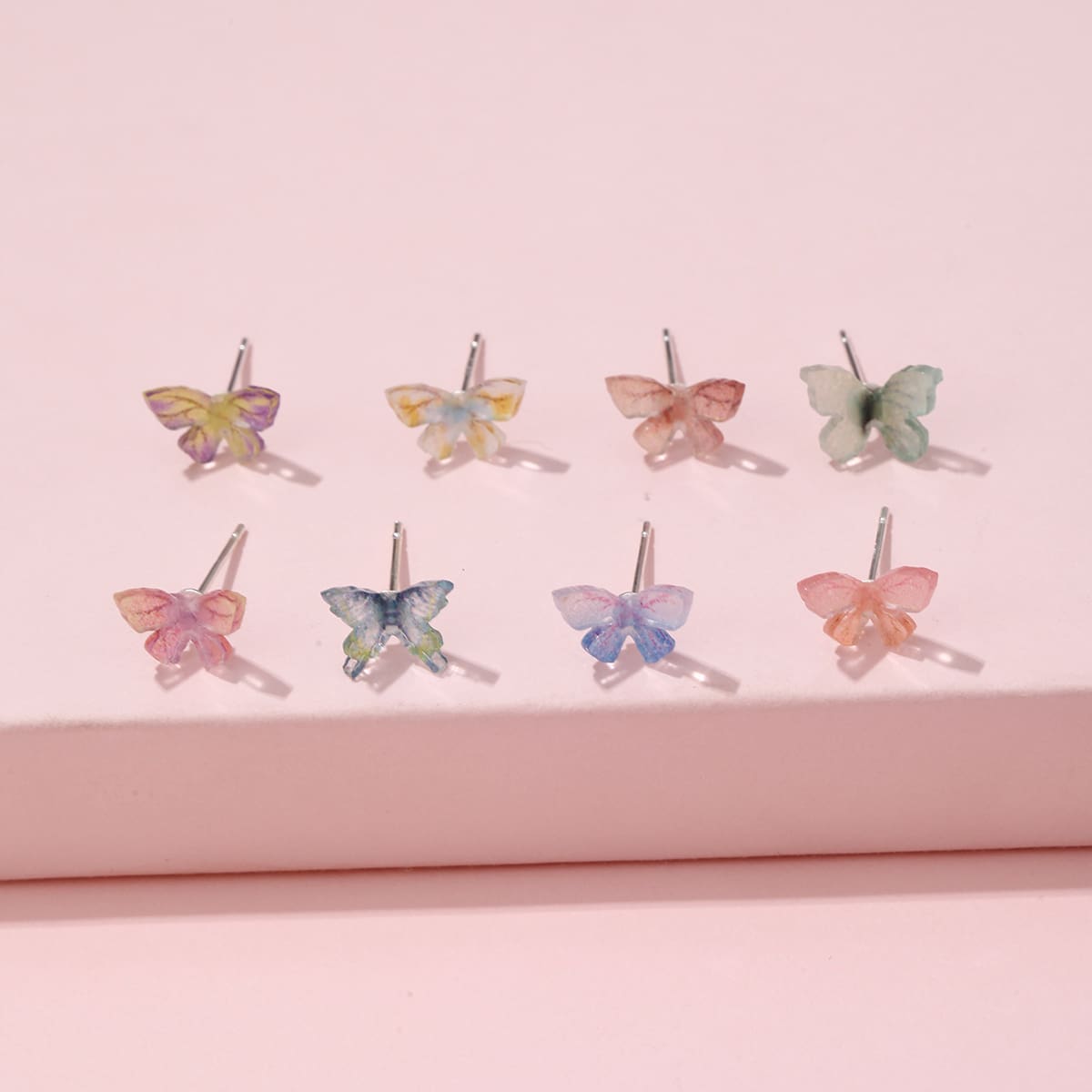

8pcs Butterfly Stud Earrings, Multicolor