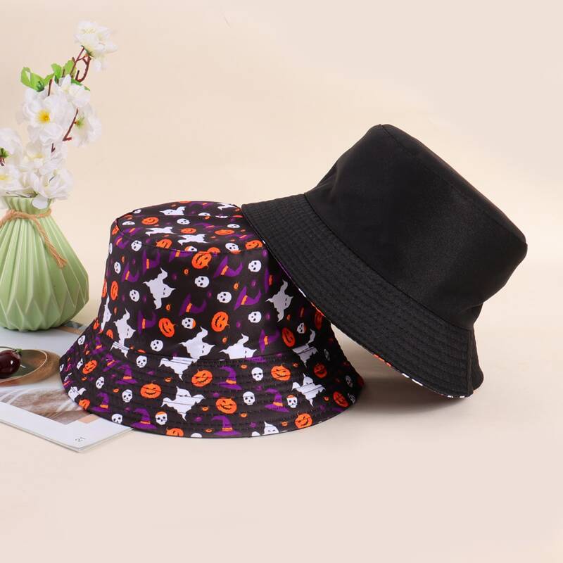 

1pc Halloween Ghost Graphic Bucket Hat, Multicolor