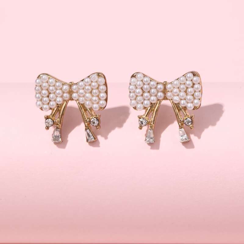

Bow Stud Earrings, White