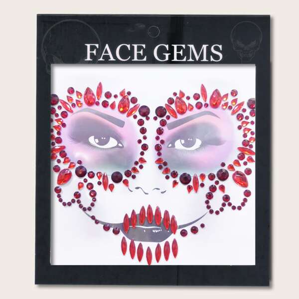 

1 лист Тату-наклейка для глаз на хэллоуин со стразами, Красный