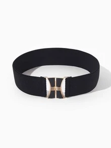 con textura de metal Cinturón elástico - Negro - Ver 3