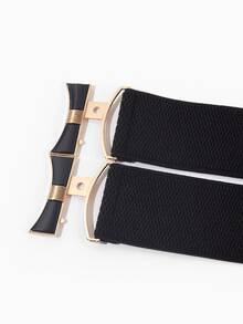 con textura de metal Cinturón elástico - Negro - Ver 4