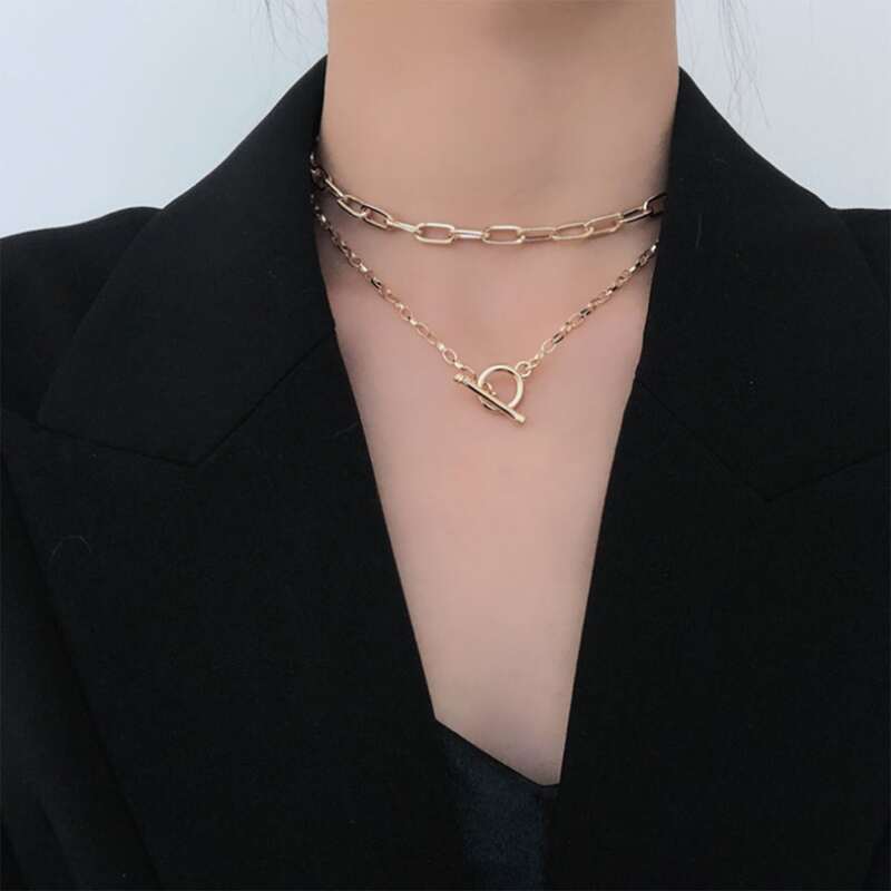 

Minimalist Layered Chain Necklace, Gold