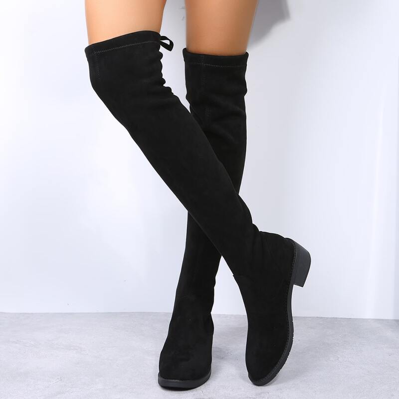 

Lace Up Over The Knee Boots, Black