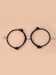 2 cái Khủng Long Charm Cặp Đôi Vòng Tay Từ Tính - màu đen - Xem 2