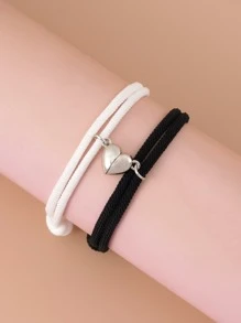 2pcs Couple Dinosaur Charm Bracelet - Black and White - View 4