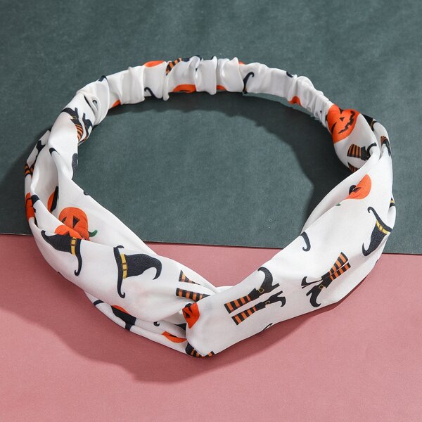 

Halloween Pumpkin & Hat Print Hair Band, Multicolor