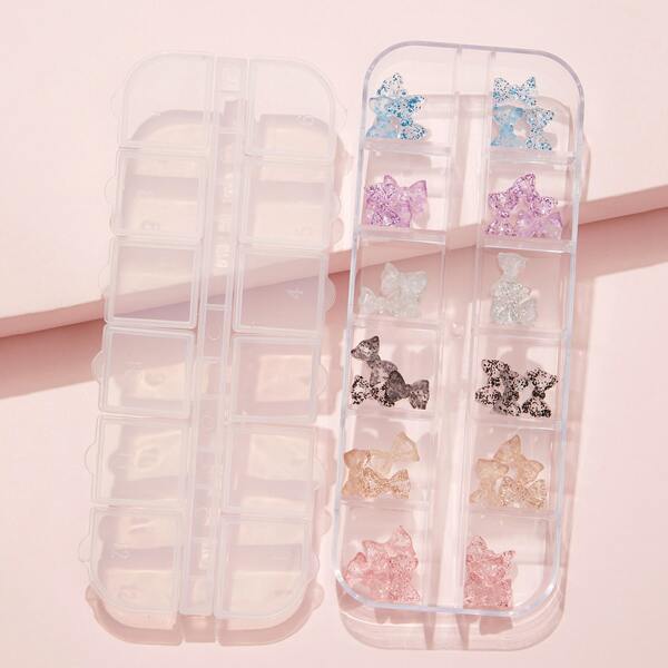 

1box Bowknot Shaped Nail Art Decoration, Multicolor