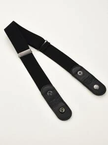 極簡風格鬆緊腰帶 - 黑色 - 查看 3