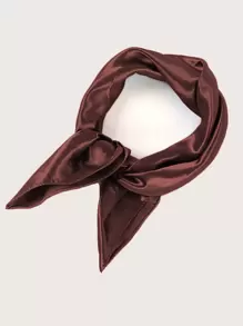 简单的纯色头巾 - 咖啡棕 - 查看 2