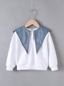 小女童水手領落肩袖運動衫