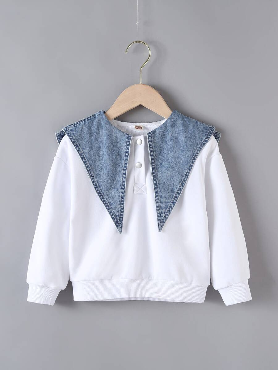 小女童水手領落肩袖運動衫