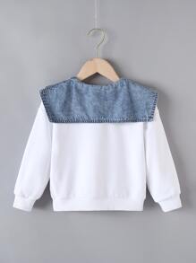 小女童水手領落肩袖運動衫