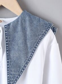 小女童水手領落肩袖運動衫