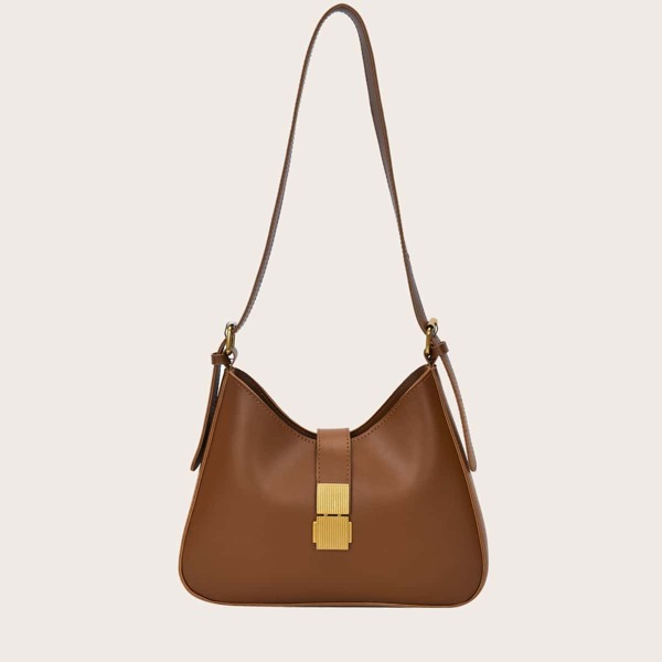 

Minimalist Metal Decor Shoulder Bag, Brown