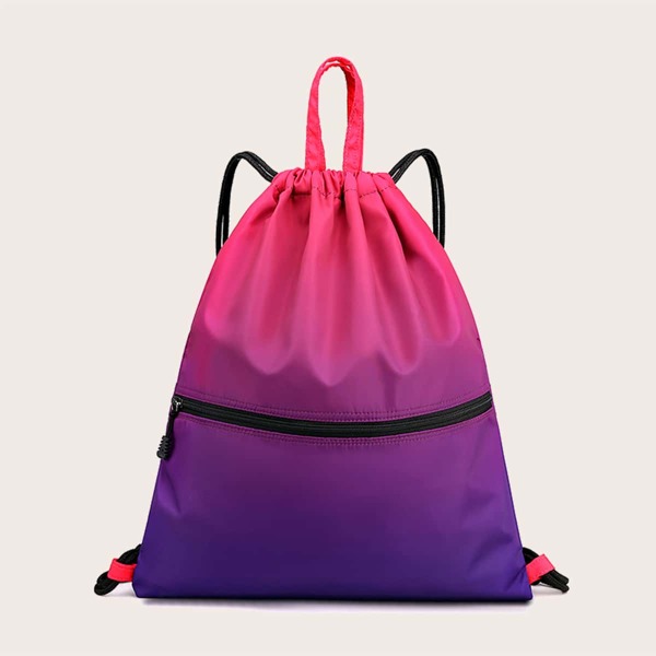 

Ombre Zip Front Drawstring Backpack, Multicolor