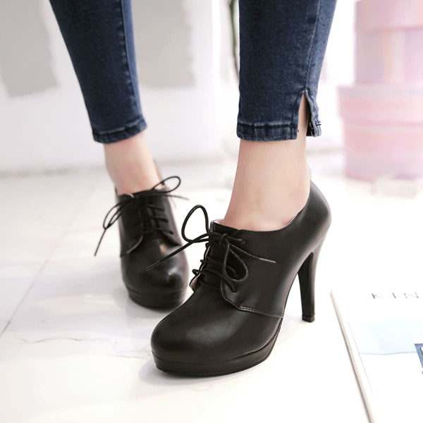 

Lace-up Front Side Zipper Pumps, Black