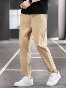 Manfinity Homme 男士斜口袋長褲 - 卡其色 - 查看 5