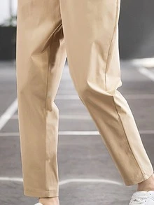 Manfinity Homme 男士斜口袋長褲 - 卡其色 - 查看 3