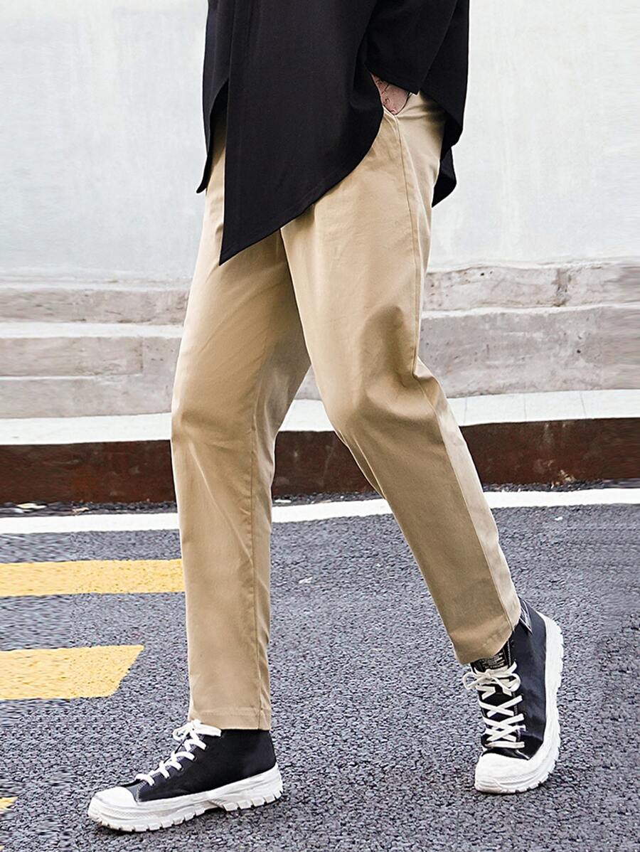 Manfinity Homme 男士斜口袋長褲 - 卡其色 - 查看 1