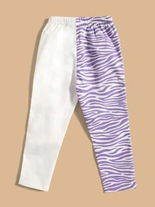 Niñas Pantalones deportivos de rayas de cebra de color combinado - Multicolor - Ver 2