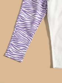 Niñas Pantalones deportivos de rayas de cebra de color combinado - Multicolor - Ver 3