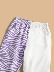 Niñas Pantalones deportivos de rayas de cebra de color combinado - Multicolor - Ver 4