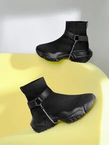 CUCCOO BASICS Minimalist High-Top Sock Sneakers - Black - View 8