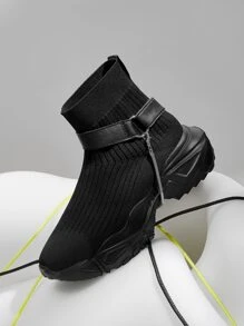 CUCCOO BASICS Minimalist High-Top Sock Sneakers - Black - View 7