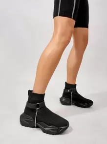 CUCCOO BASICS Minimalist High-Top Sock Sneakers - Black - View 1