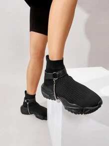 CUCCOO BASICS Minimalist High-Top Sock Sneakers - Black - View 2