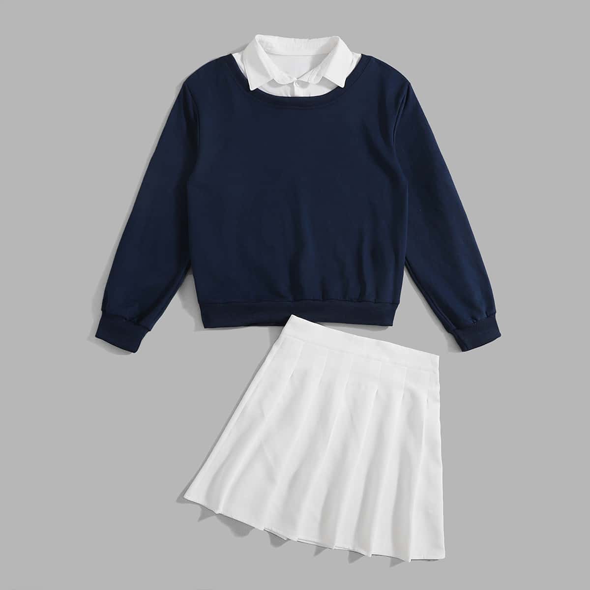 

2 In 1 Tee & Pleated Skirt, Multicolor