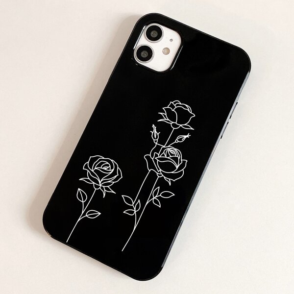 

Rose Pattern Phone Case, Black and white