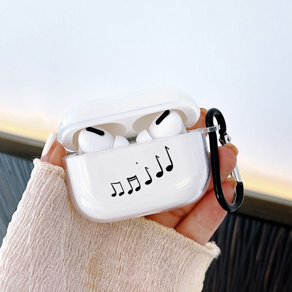 

Musical Note Print Case For Airpods, Clear