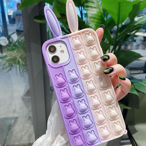 

Rabbit Push Pop Bubble Fidget Phone Case, Multicolor